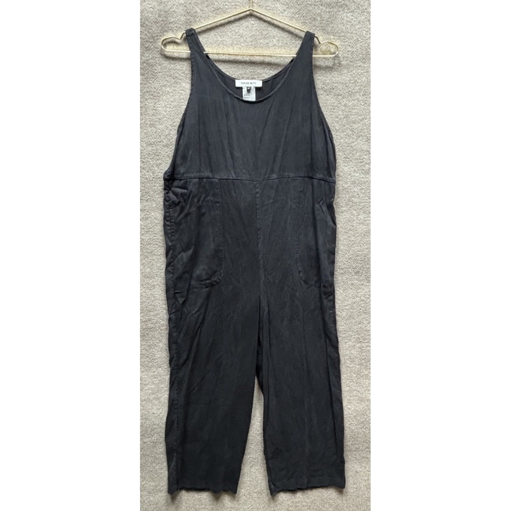Shaina Mote Jumpsuit Size 4 Black Wide Leg Tie Back Wrap Relaxed Fit Jumper